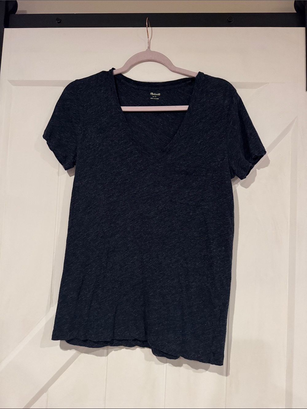 Madewell Charcoal Heather Short-Sleeve V-Neck Pocket Tee